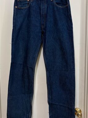 LEVI’S 501 ORIGINAL BUTTON FLY STRAIGHT LEG JEANS DARK WASH MENS 34X34